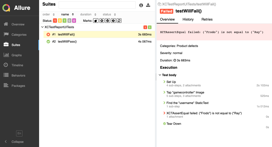 Allure Report XCTest Preview