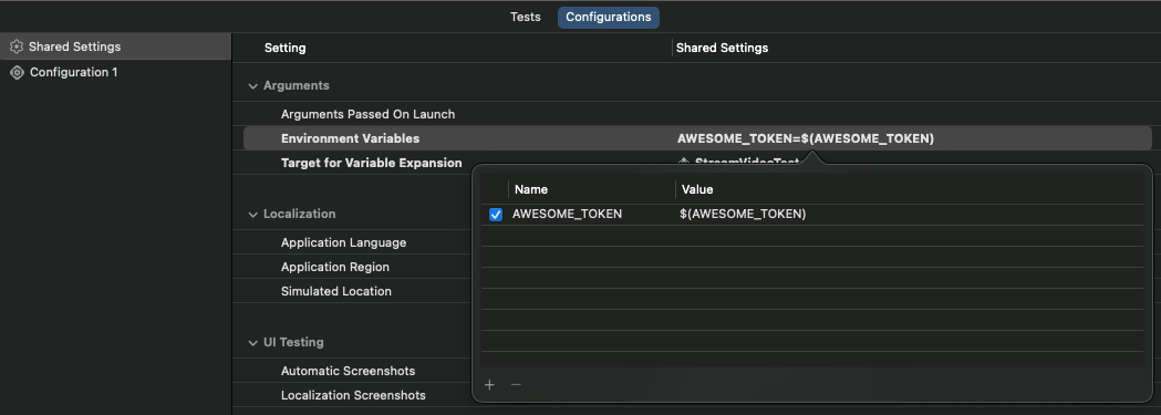 xctestplan configurations in Xcode