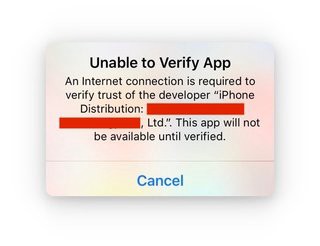 Unable to verify app error